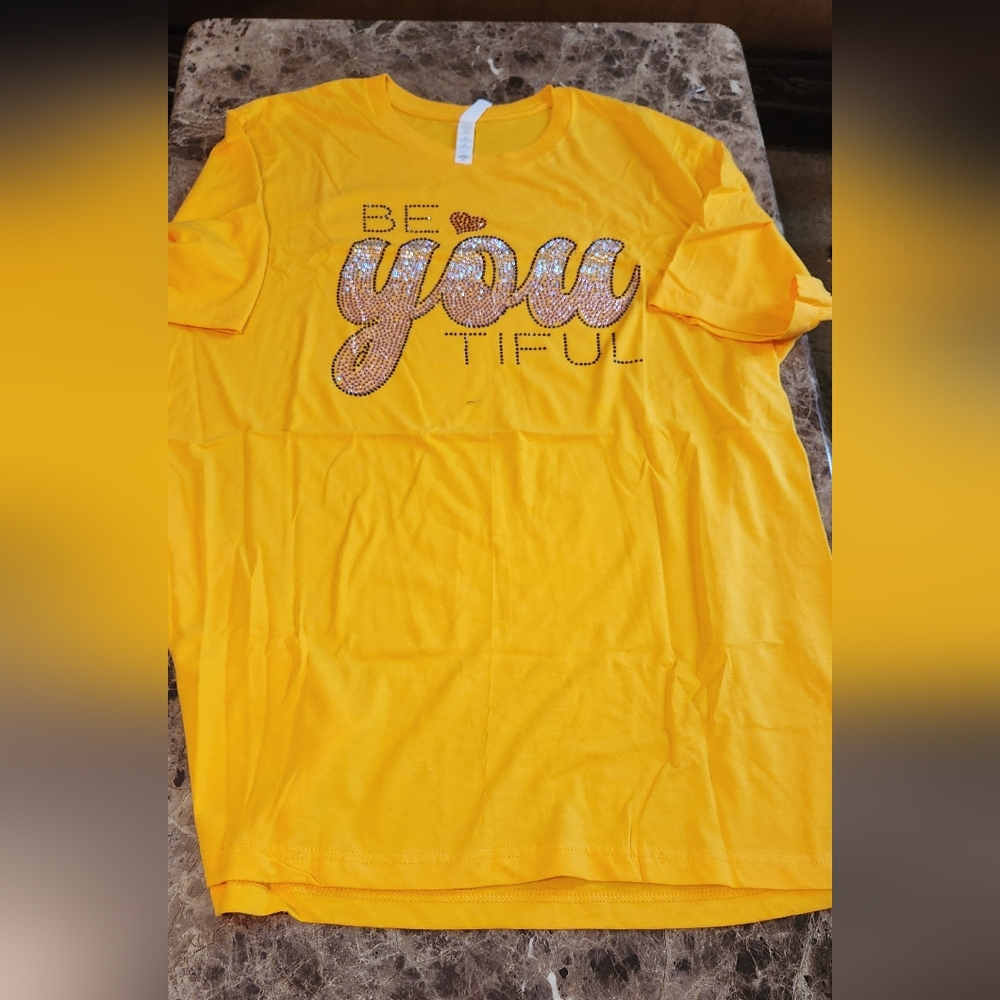 Ladies TShirt with Rhinestone Text